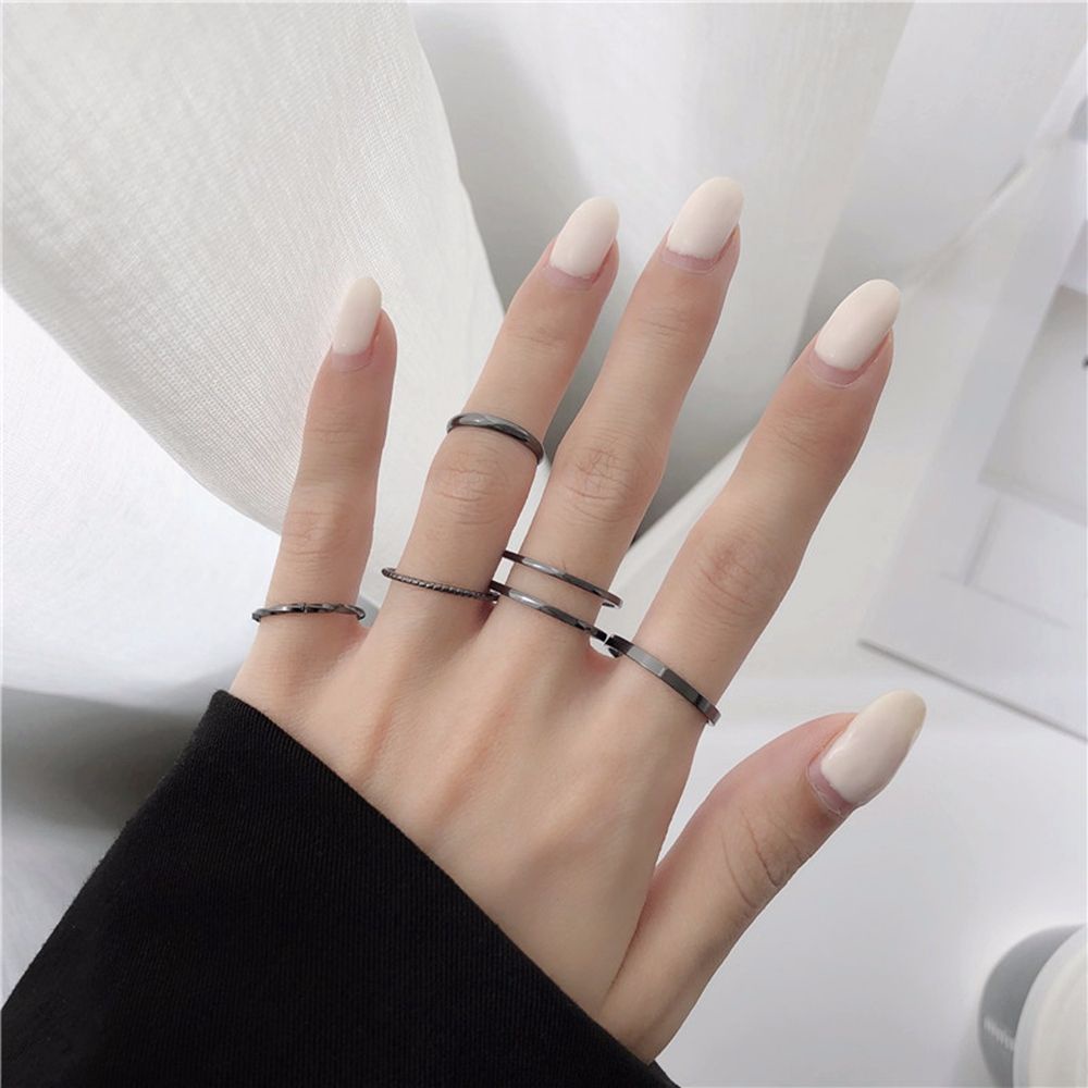 Needway  Temperament Twist Ring Set Simple Round Knuckle Finger Rings Metallic Korean Geometric Alloy Adjustable Retro Tail ring/Multicolor