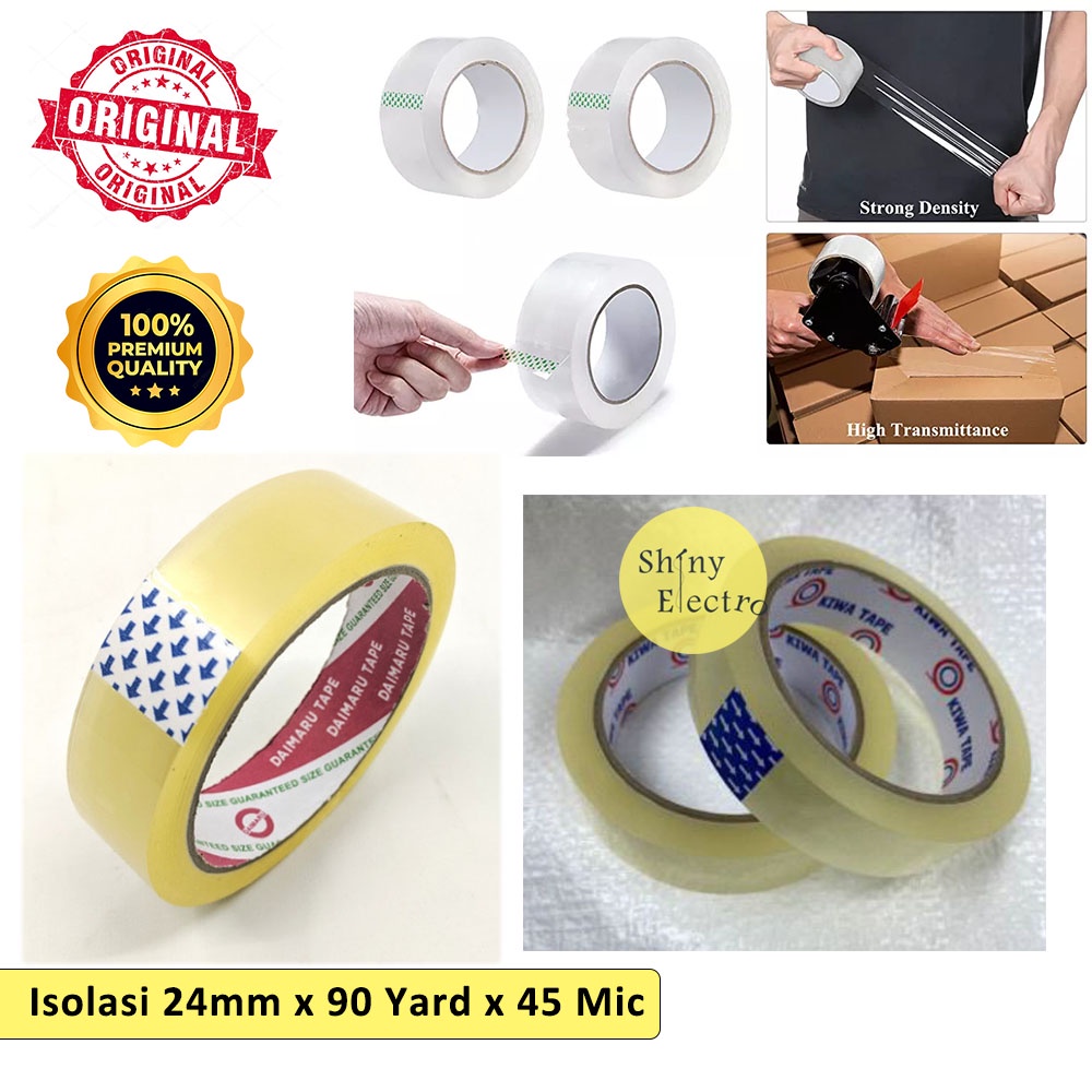 

Lakban Isolasi 24 mm x 90 Yard x 45 MIC - Bening Packing Kardus Murah [ Original Premium Quality ] Bahan Micron