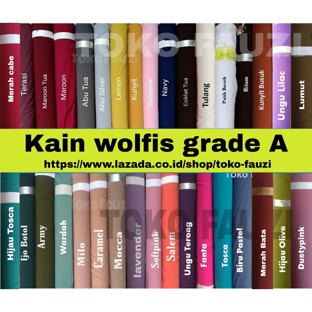 Kain Wolfis Grade A kelipatan 50cm Bahan Wolvis Premium Tebal