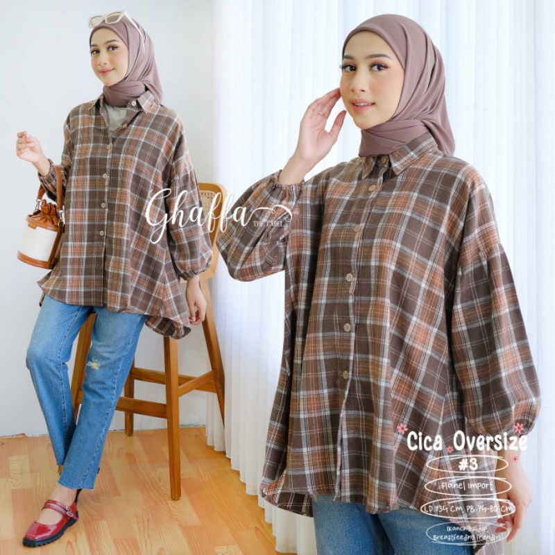 CICA OVERSIZE #1 #2 #3 #4 #5 BY GHAFFA THE LABEL / BLOUSE WANITA MUSLIMAH / Flanel kotak-kotak jumbo terbaik