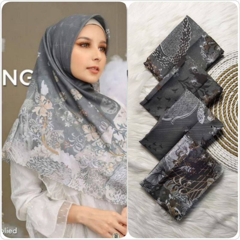 HIJAB SEGI EMPAT VOAL PREMIUM KAYLA MOTIF KINAYA KAMI