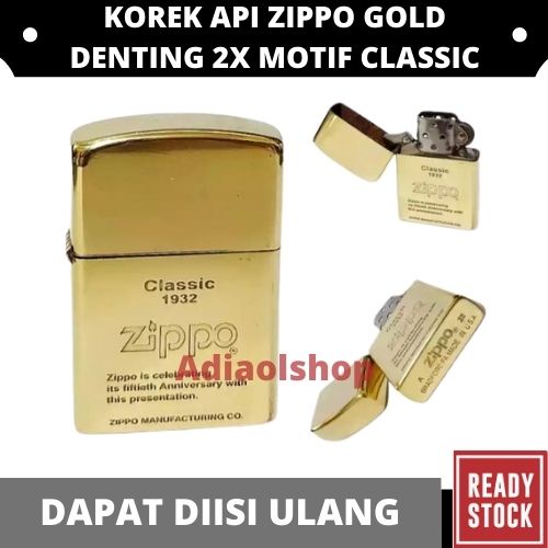 KOREK API ZIPPO GOLD DENTING 2X MOTIF CLASSIC - MOTIF RANDOM