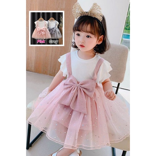 DRESS ANAK BOWIE SETELAN ROK TUTU OVERALL 0-4 TAHUN LENGAN PANJANG / BAJU ANAK TWINKLE STAR / DRES PESTA TUTU IMPORT PREMIUM ANAK 0-4 TAHUN FROZEN MAGIC STONE