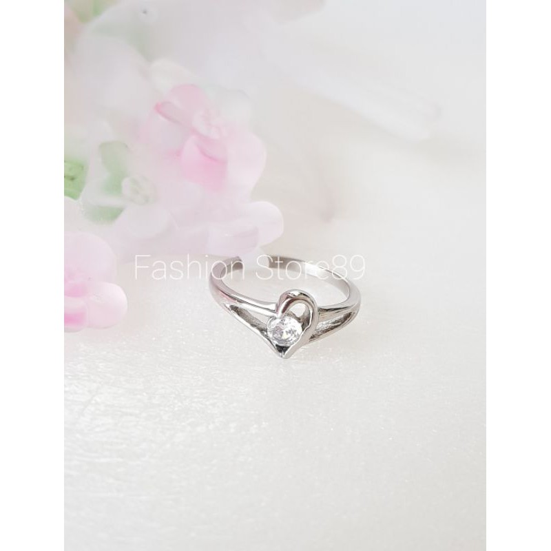 Cincin Titanium Love permata putih Lox8 bestseller Quality impor couple single love titanium white