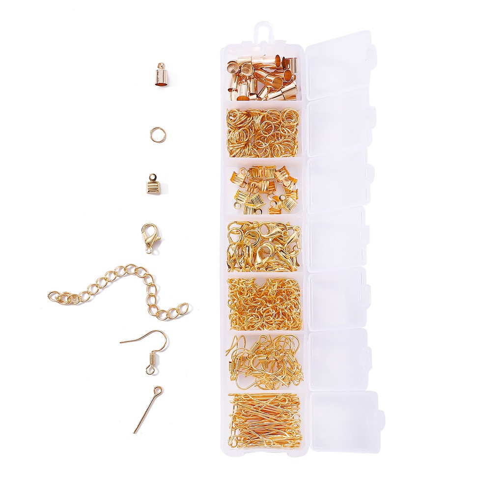 Mix Box Kits Alloy Chain Earring Hooks Head Pins Jump Rings Lobster Clasp For DIY Jewelry Findings Set Making Earrings Supplies