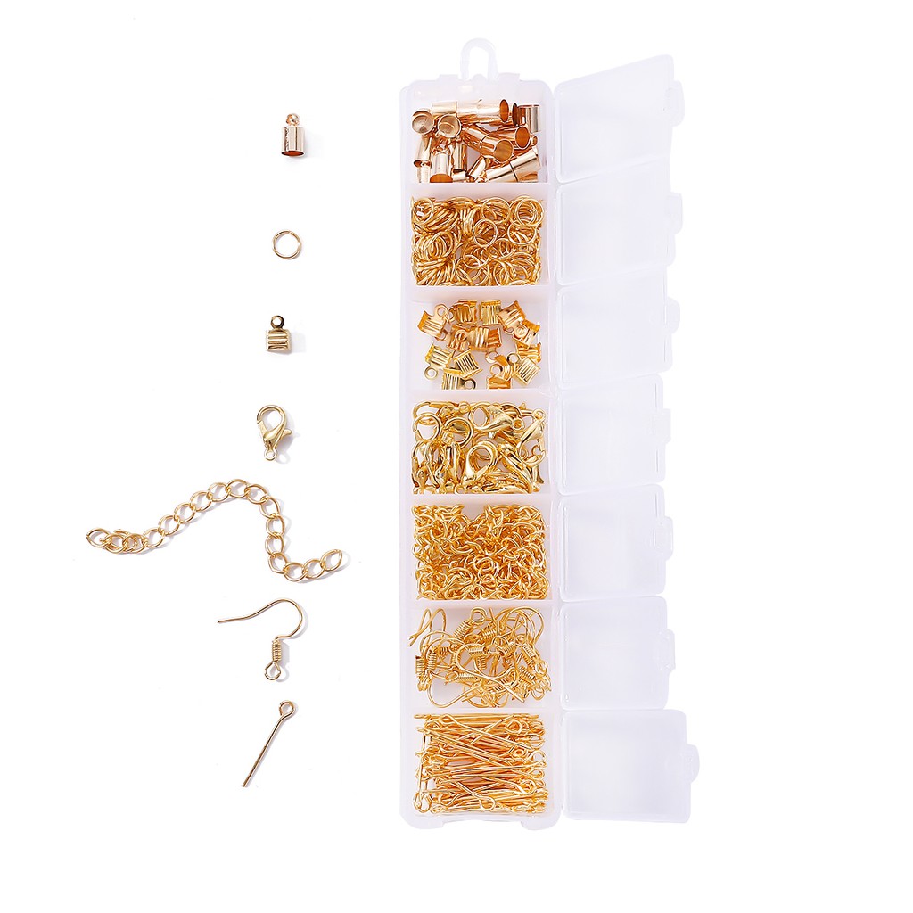 Mix Box Kits Alloy Chain Earring Hooks Head Pins Jump Rings Lobster Clasp For DIY Jewelry Findings Set Making Earrings Supplies