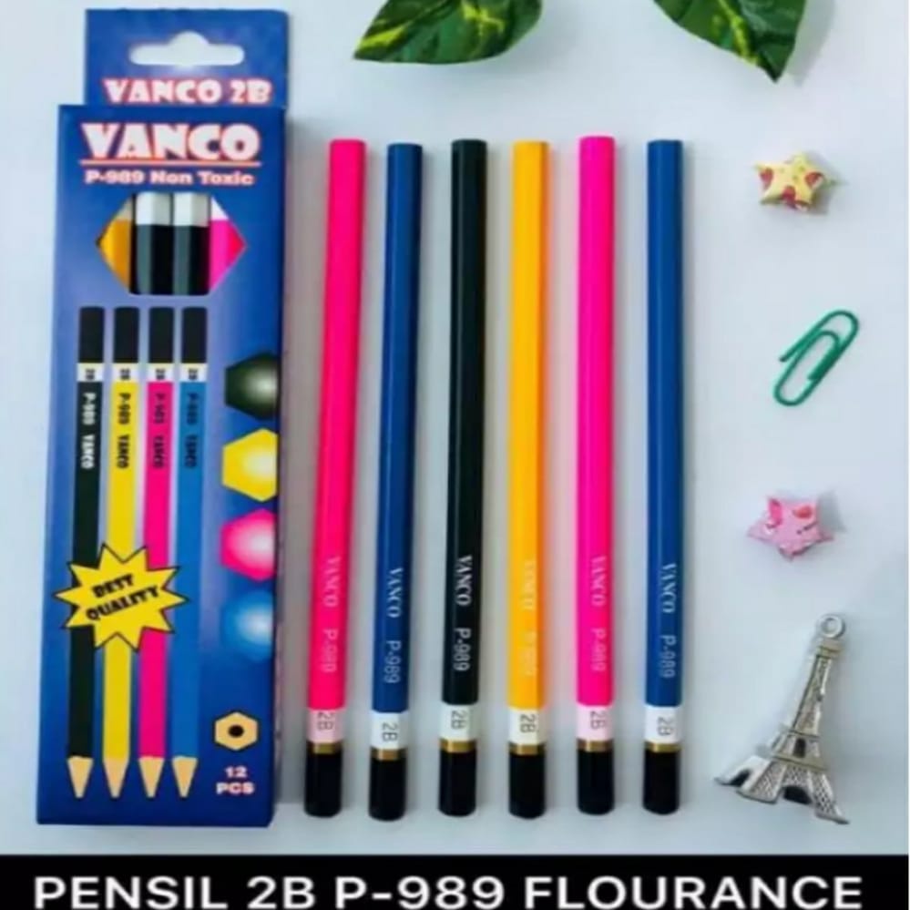 

VANCO PENSIL 2B ISI 12 PENSIL ANEKA WARNA. HIGH QUALITY. MURAH P-989