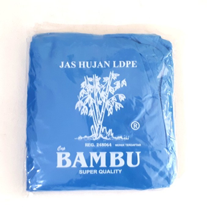 JAS HUJAN SETELAN BAJU CELANA BAMBU PLASTIK LDPE LENGAN PANJANG MERK BAMBU BAHAN TEBAL