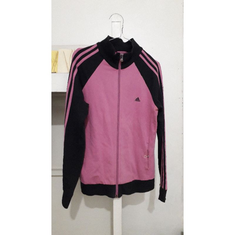 preloved, jaket pink hitam adidas