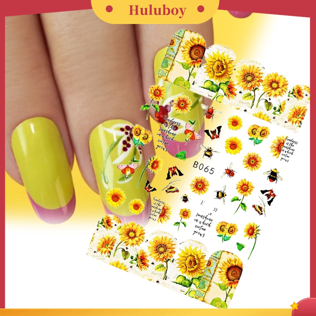 Huluboy Huluboy♡ 12pcs / Set Stiker Kuku Bentuk Bunga Matahari Untuk Nail Art Wanita