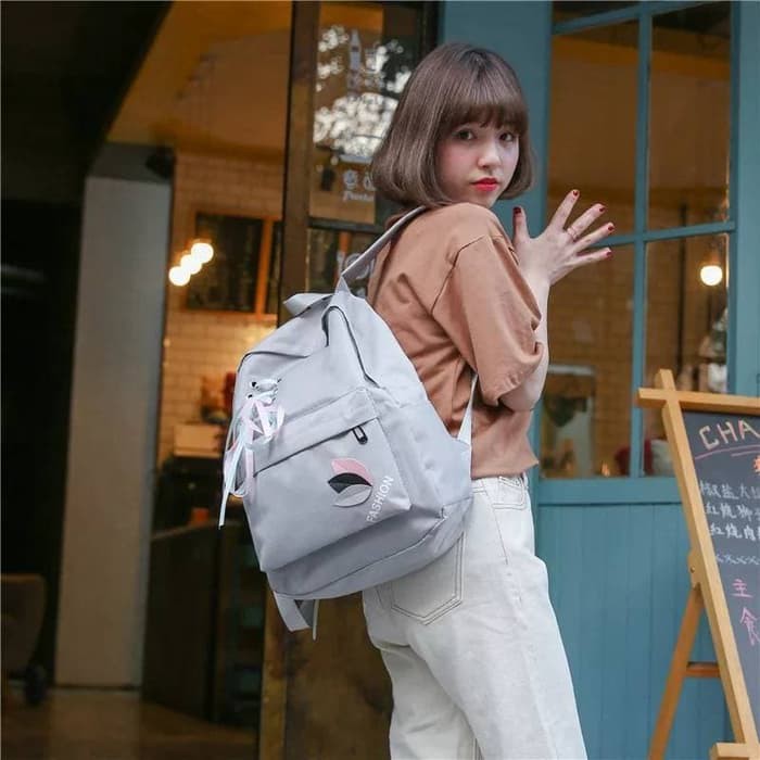 backpack fashion school kpop / tas sekolah kekinian daun pita Diskon