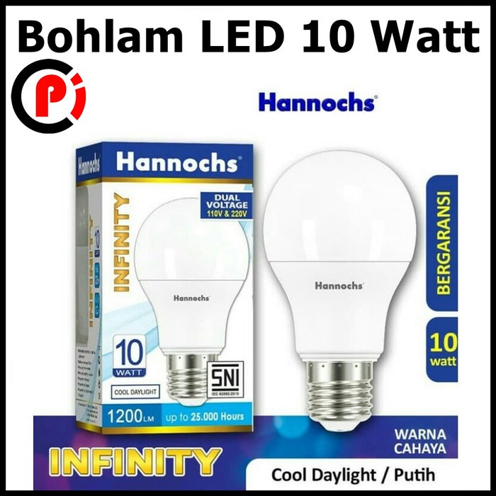 Hannochs Infinity Bohlam Lampu LED Bulb 10W 10 Watt W Cahaya Putih