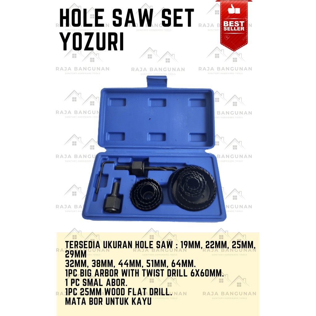 TERMURAH HOLE SAW SET / HOLE SAW KIT / MATA BOR SET YOZURI 13pcs
