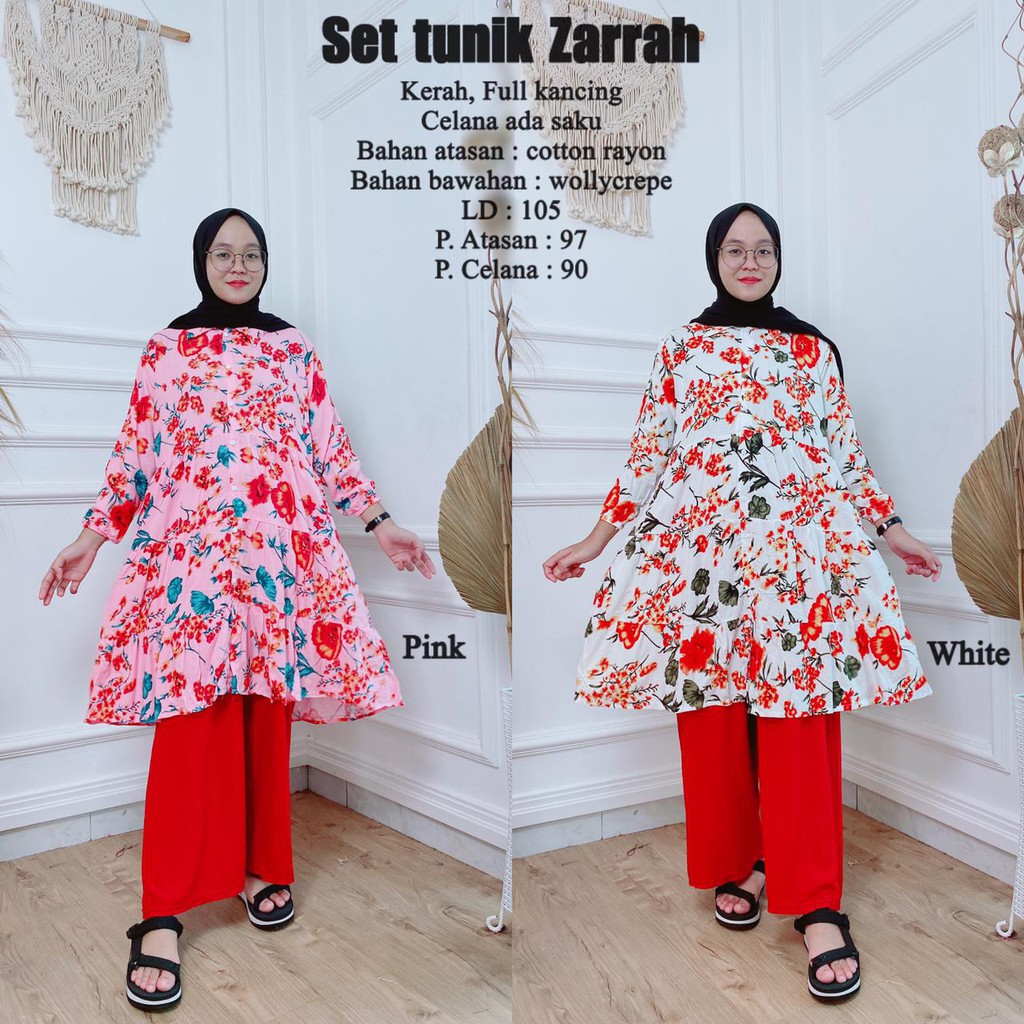 One Set Tunik Rayon Motif Macan Ayla  Meydina Zarrah Macan