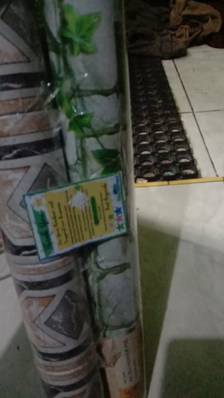 Tisyashopz - Wallpaper Sticker Uk: 45 Cm X 9.5 Meter , Batu Bata Putih W/daun