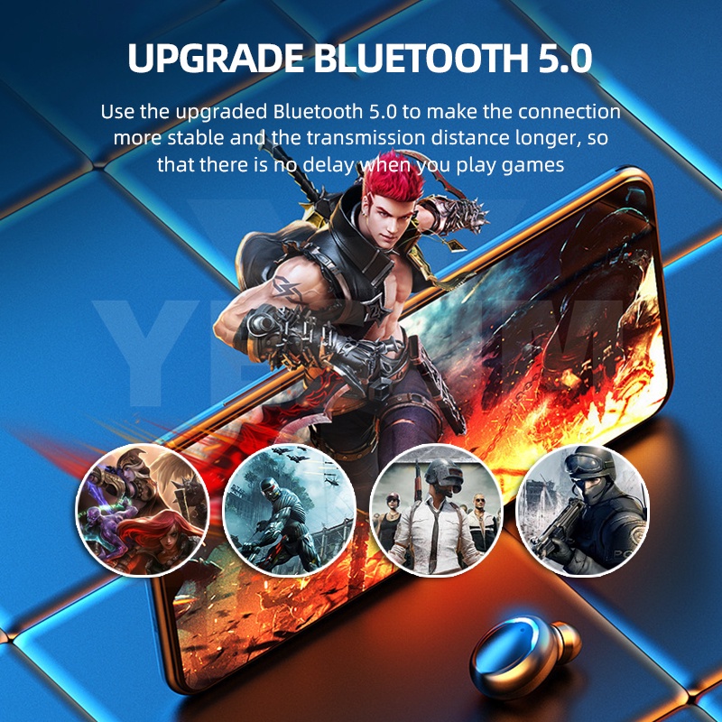【COD】TWS F9 Headset Bluetooth 5.0 HIFI Stereo Noise Reduction Touch Control Wireless Earphone With  Mic