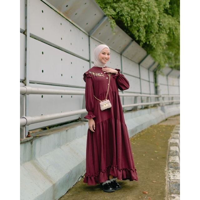 (MSB) GAMIS MOSSA BORDIR MAXY DRESS WANITA PANJANG