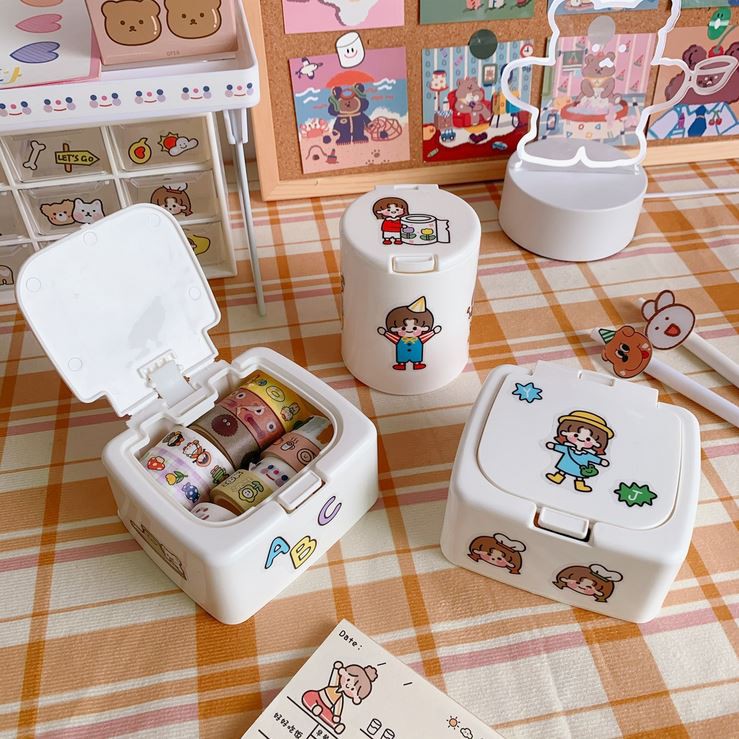 Storage box desktop storage box stickers quilted pad accessories INS button storage box-2
