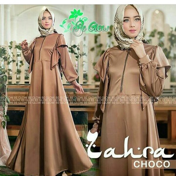 Baju Original ZH ZAHRA Maxi Dress Muslim Modern Panjang Hijab Fashion Perempuan Casual Gamis Trend