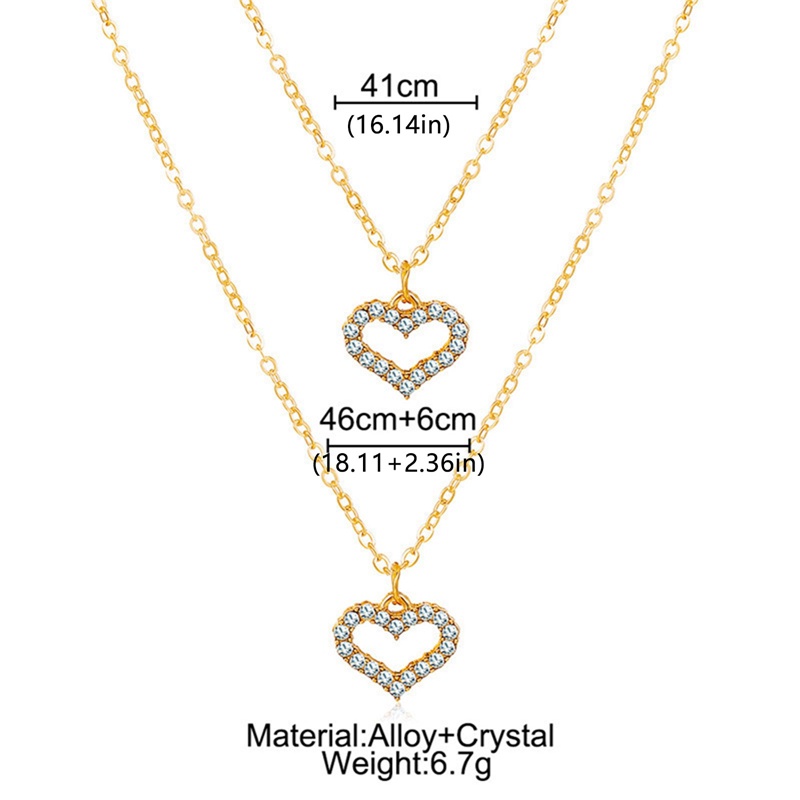 Kalung Rantai Multilayer Bentuk Hati Geometris Warna Emas Perak Untuk Wanita