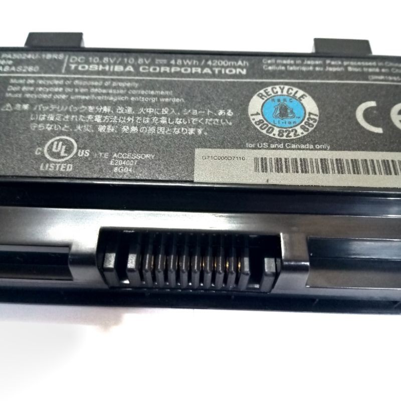 Baterai Toshiba Satellite C850 C850D C855 C855D C870 C875 C875D C800 C805 C840 C840D C845 C845D