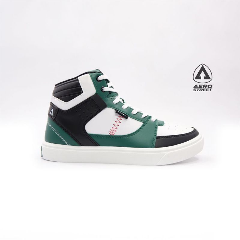 Aerostreet Hoops Hitam Putih Hijau - Sepatu Sneakers Casual Pria Wanita
