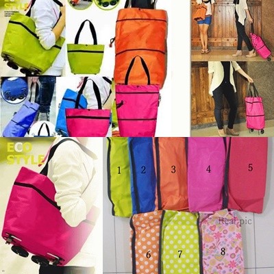 Foldable Shopping Bag Tas Belanja Trolly Lipat Trolley Bag Tas Troli Tas Belanja Lipat Roda Serbaguna