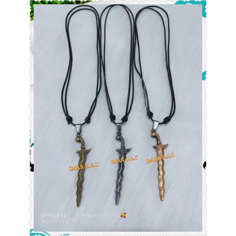 Kalung kris,kujang,taring,pisau tali import korea lembut/aksesoris kalung peria import