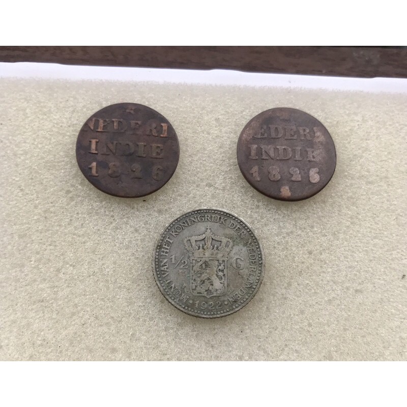 Koin Kuno NEDERLAD INDIE 1825 26 dan Wilehlmina 1922 Setangah Gulden