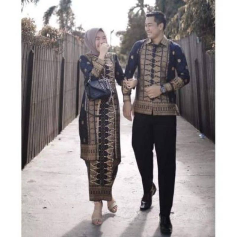 setelan songket abu/navy/baju couple