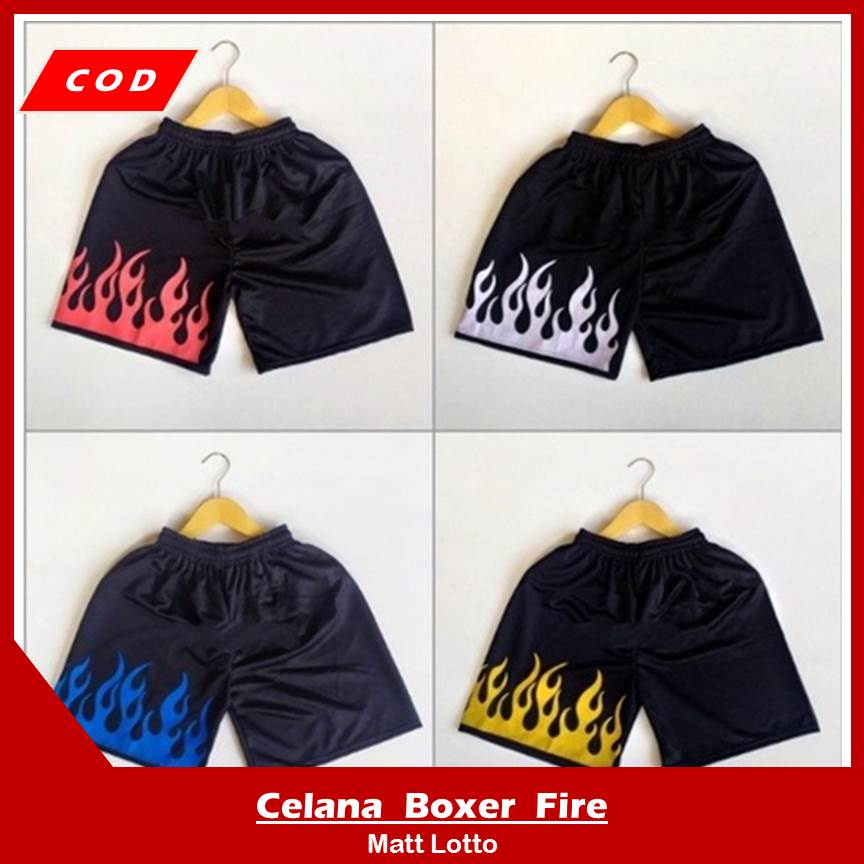 (1kg=8pcs) Celana Pendek Boxer Pria Wanita Bokser Pants Cowok Cewek Unisex Surfing Api Onfire