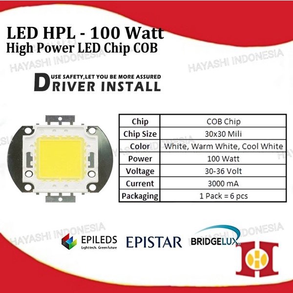 HPL High Power LED 100 Watt Yellow Warm Cool White Kuning Putih