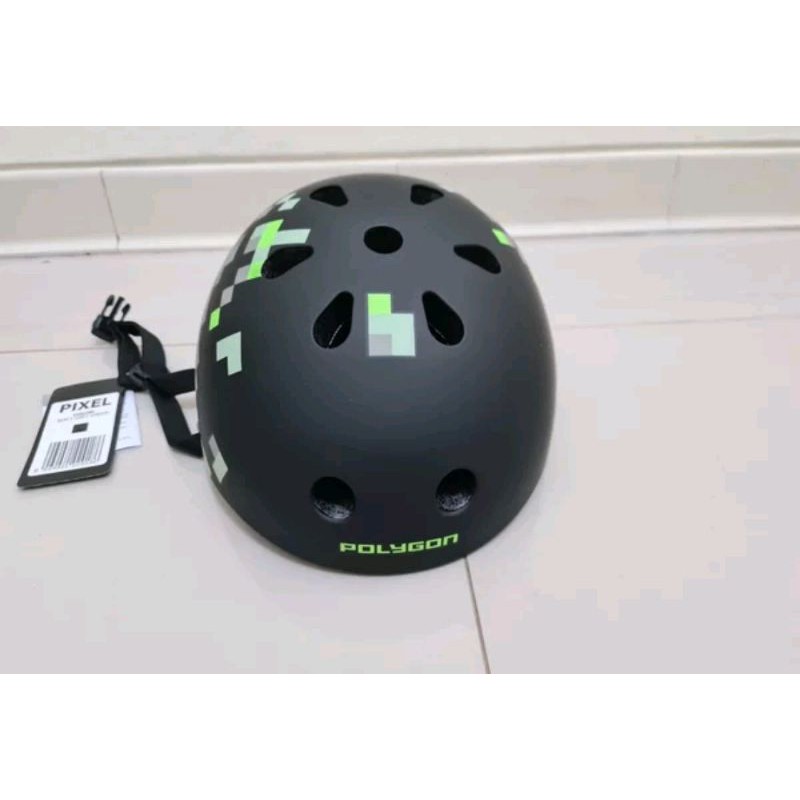 Helm Polygon PIXEL Size L Matt Grey Green Helmet  bike model batok