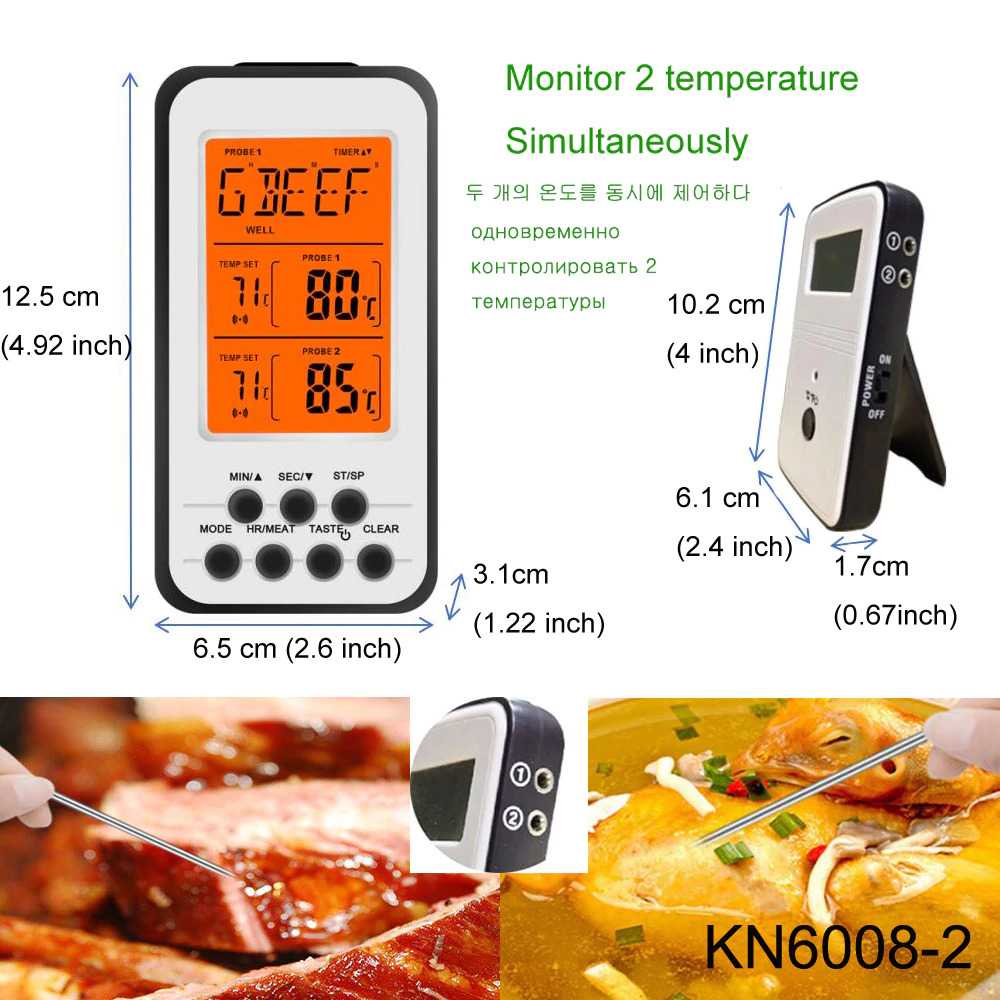 TD - DPR Anpro Digital Food Thermometer Meat BBQ 2 Probe - KN6008-2