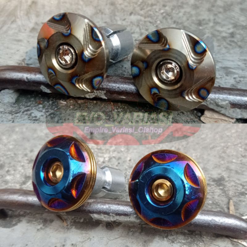 jalu stang titanium gepeng bandul setang titan asli bakaran bandul stang universal variasi motor
