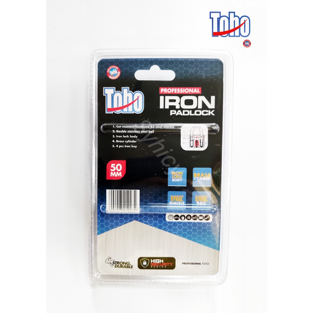 Gembok Toho Leher Pendek / Iron Padlock Short Neck Toho 50 mm