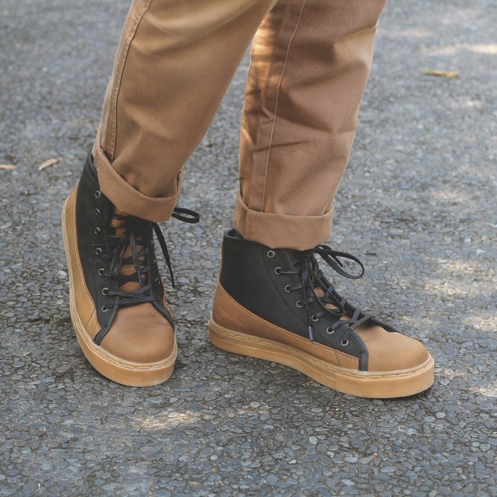 SEPATU BOOTS PRIA BRADLEYS DEXTER ORIGINAL KULIT ASLI SAPI TAN BLACK