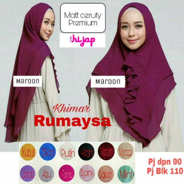 Jilbab syari rumasya 2 layer non pet khimar syari