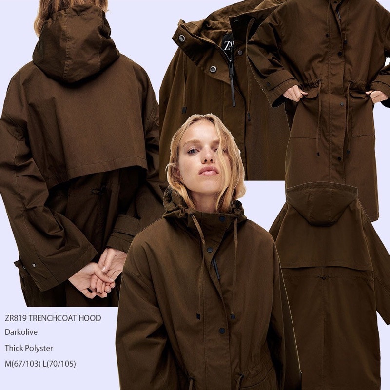 lovemecorner ZARA ZR** DOUBLE TRENCH NAVY / TRENCHCOAT HOOD  BEIGE KHAKIS  DARK OLIVE MANTEL WANITA 