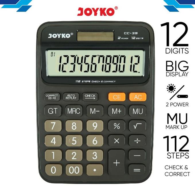 

[COD] Calculator / Kalkulator Joyko CC-35 / 12 Digits / Check Correct CUCI GUDANG Kode 576