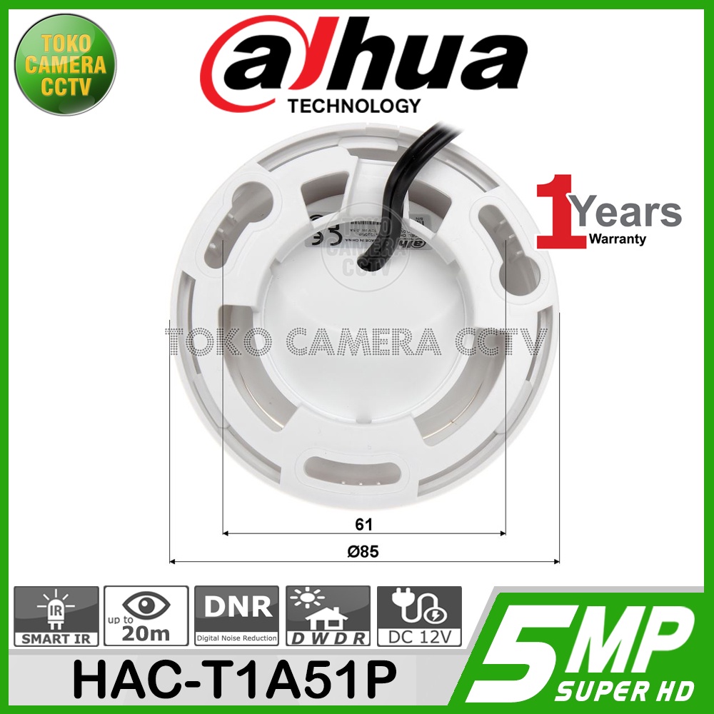 KAMERA CCTV INDOOR 5MP DAHUA HAC-T1A51P HDCVI CAMERA CCTV