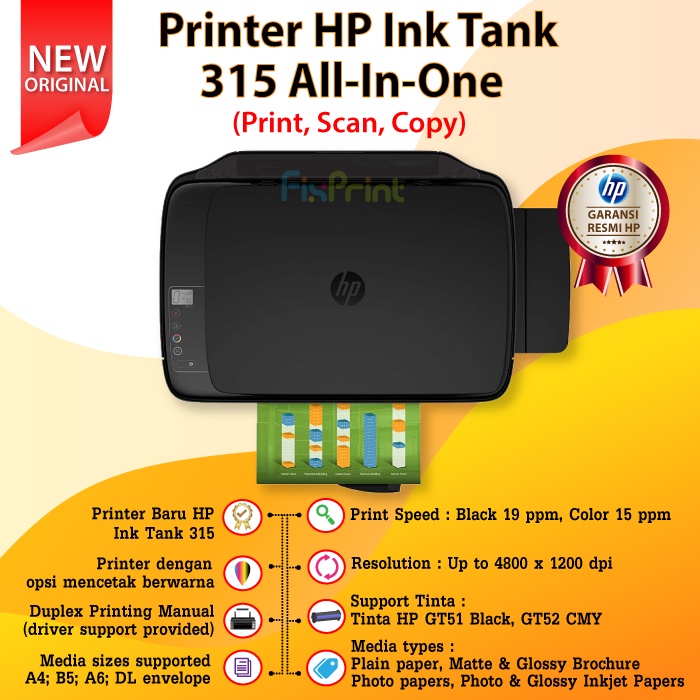 Printer HP 315 Ink Tank All in One Inktank infus Print Scan Copy 315