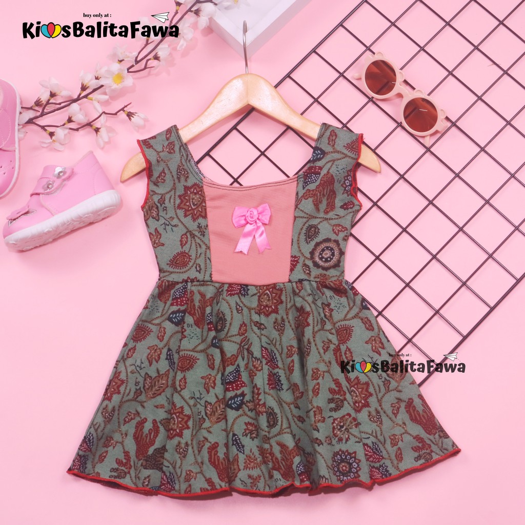 Dress Marsha Uk Bayi - 3 Tahun / Dres Batik Baju Baby New Born Perempuan Gaun Tenun Bahan Adem Cewek
