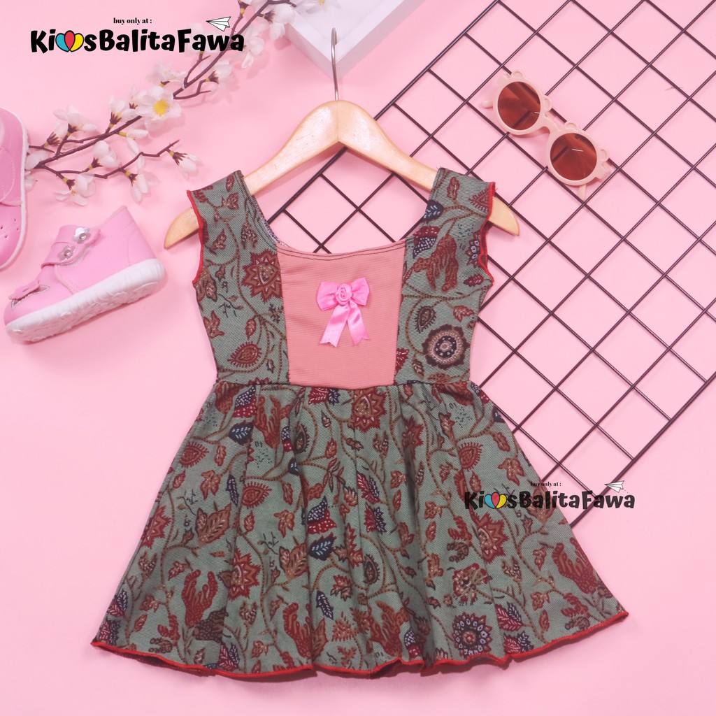 Dress Marsha Uk Bayi 6-18 Bulan / Dress Batik Baju Anak Balita Perempuan Gaun Tenun Bahan Adem Cewek