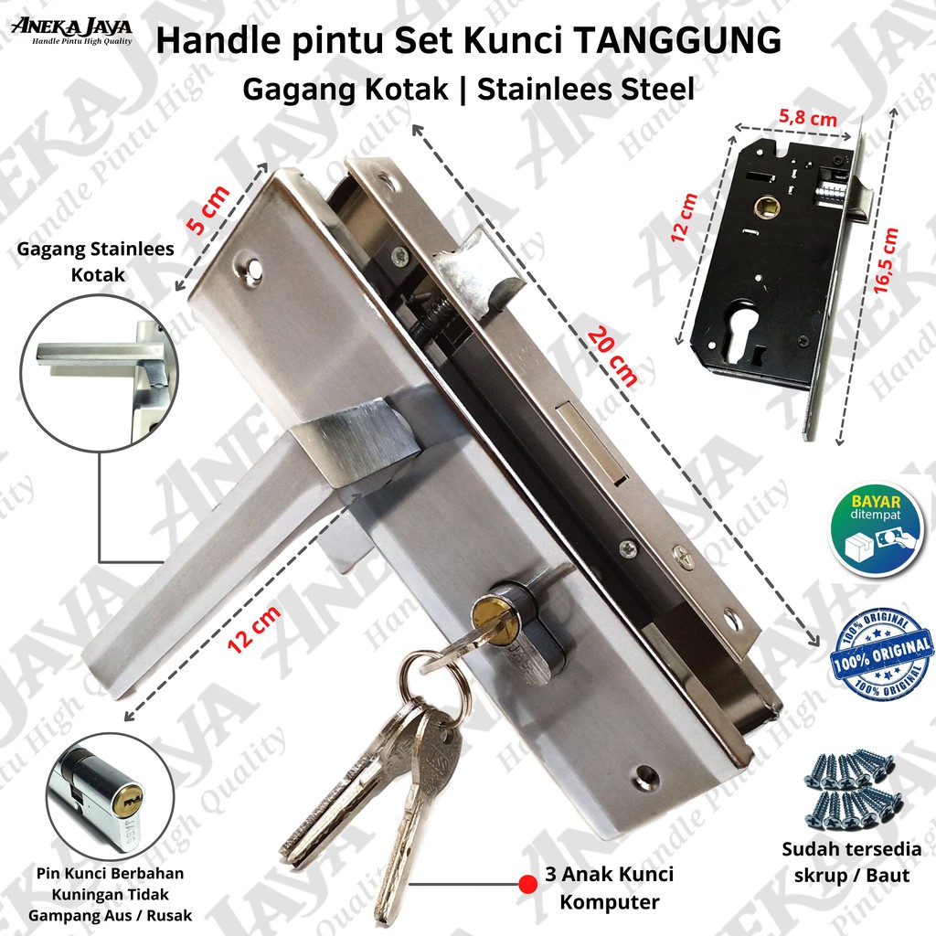 Handle Set Kunci / Body ongkel / Kunci Pintu ukuran Tanggung