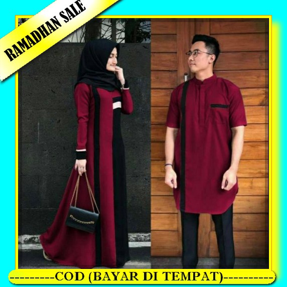 Pakaian Baju Sarimbit Fashion Dres Gamis Seragam Serambit Keluarga Pesta Muslim Kondangan Murah Caup