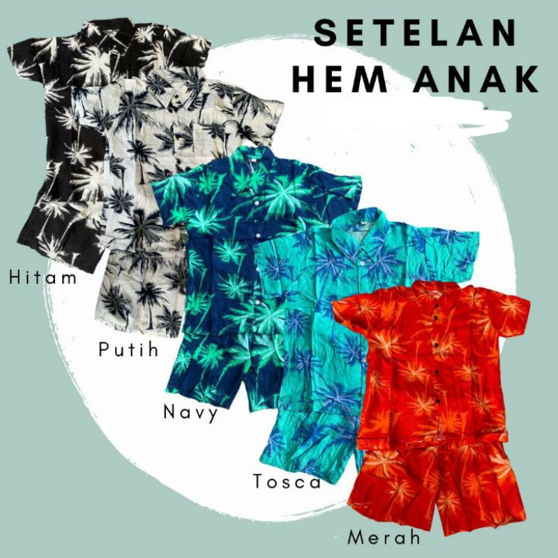 [BISA COD] Setelan Hem Anak Motif Bali Murah