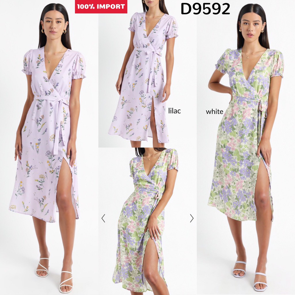 IMPORT  Botanical Floral Open Hem Dress D9592