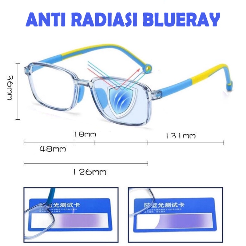 Kacamata Anak/Kacamata Antiradiasi Blueray TR90/Kacamata Komputer TV HP