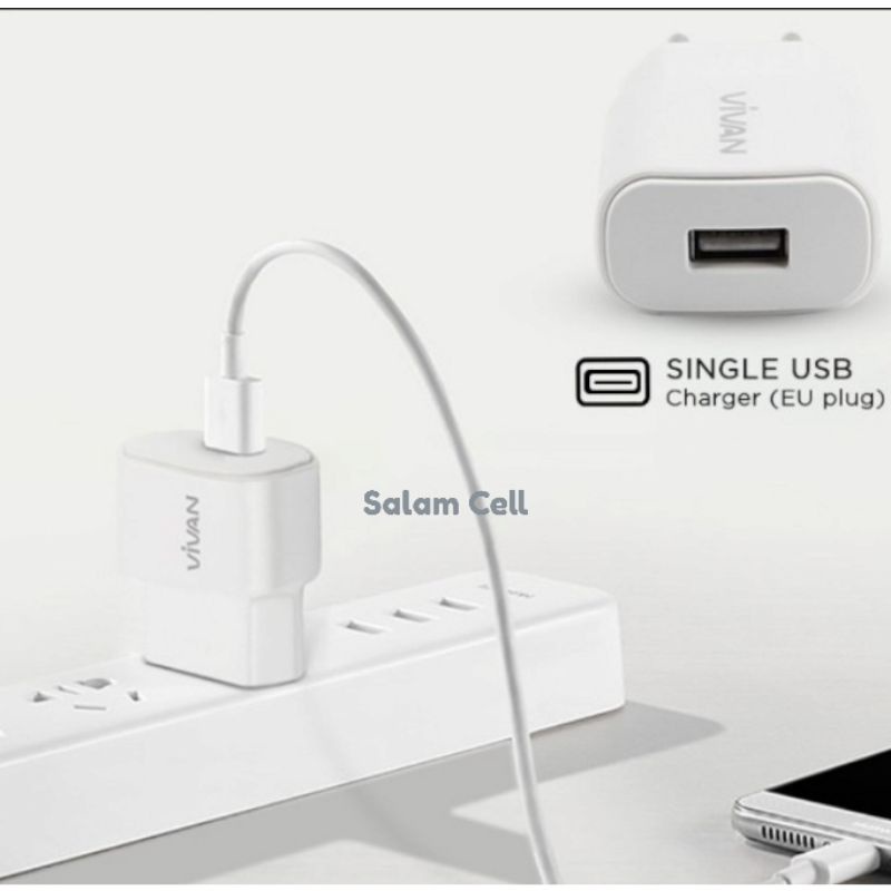 Charger Vivan Power OVAL 2 2.4A Micro Usb Original Garansi Resmi
